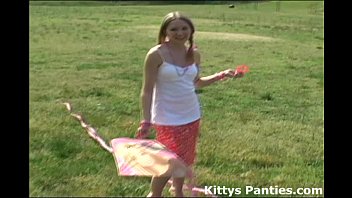 Innocent Teen Kitty Flying Her Kite