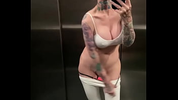 Bald Slut Squirting Orgasm In Public Elevator