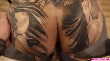 Big Tit Big Thick Ass Tattooed MILF Gets Fucked Hard While Trying To Film Herself With Her Legs Spread On Two Chairs POV Melody Radford