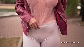 Thin White Tight Leggings And Sheer Blouse Did You Check Out My Cameltoe