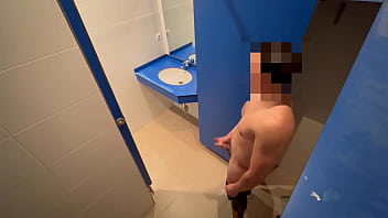 I Surprise The Gym Cleaning Girl Who When She Comes In To Clean The Toilet She Catches Me Jerking Off And Helps Me Finish Cumming With A Blowjob